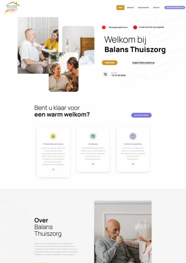 Website ontwerp en ontwikkeling voor Balans Thuiszorg