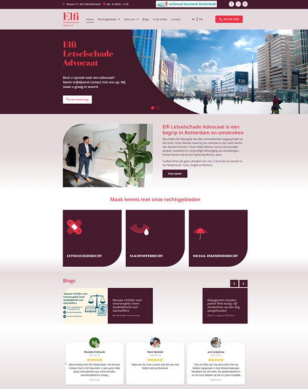 Website ontwerp en ontwikkeling voor Elfi Letselschade Advocaat