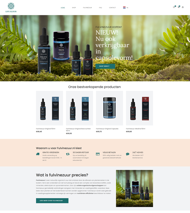 E-commerce webshop ontwerp en ontwikkeling voor Fulvinezuur.nl