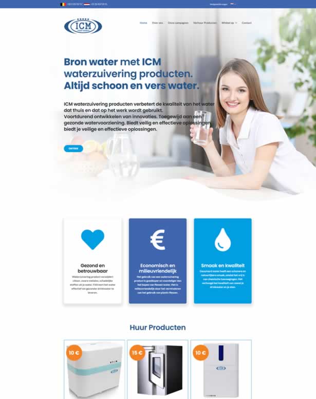 Website ontwerp en ontwikkeling voor ICM Water System waterzuivering producten