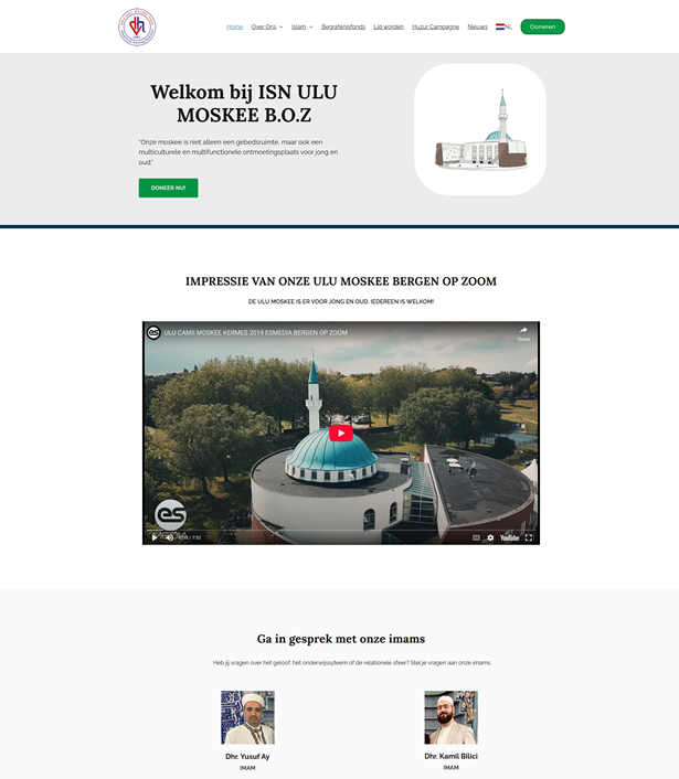 Website ontwerp en ontwikkeling voor ISN ULU MOSKEE B.O.Z (Ulu Camii)